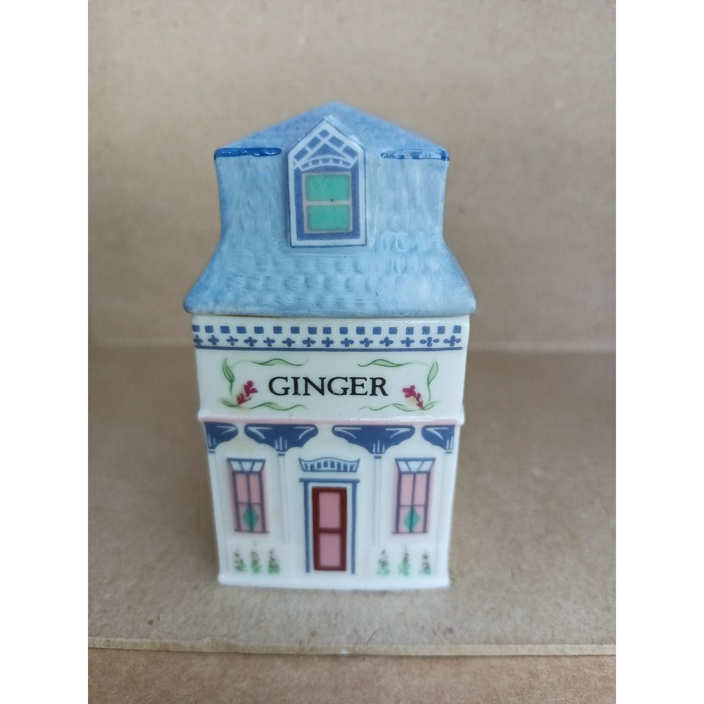 Vintage 1989, Lenox, spice village GINGER house, spice jar, porcelain, cottage